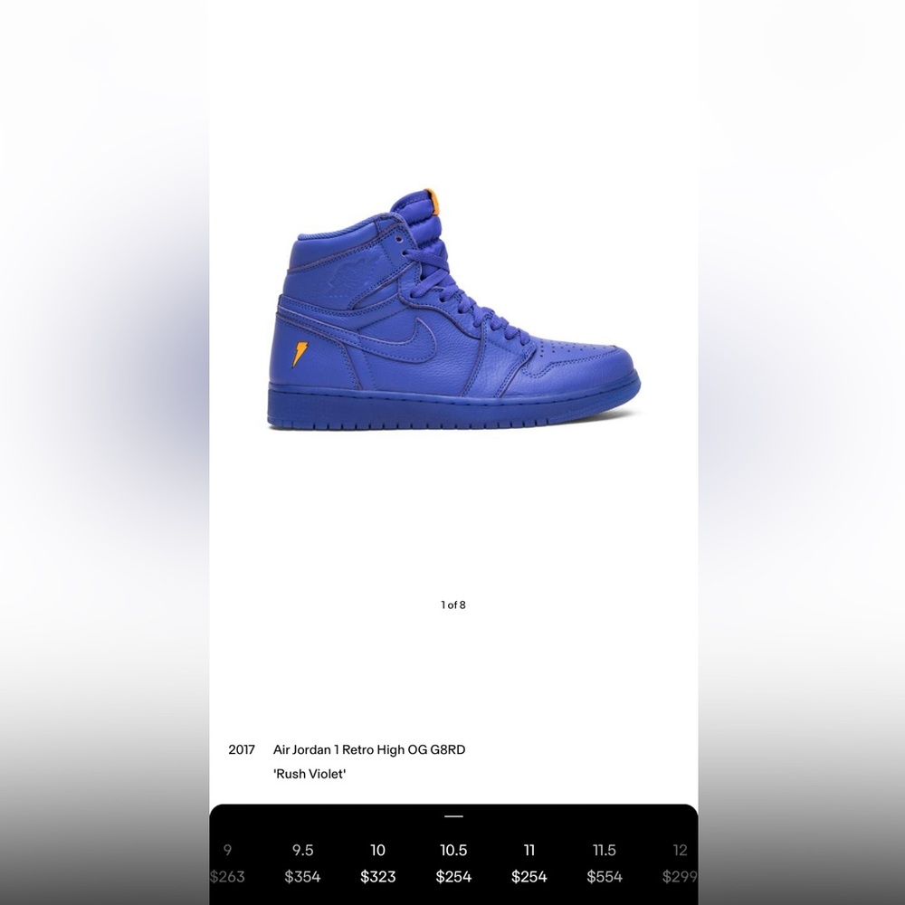 Jordan 1 High “Purple” Gatorade (Authentic) size 10.5 with box towel etc. preown